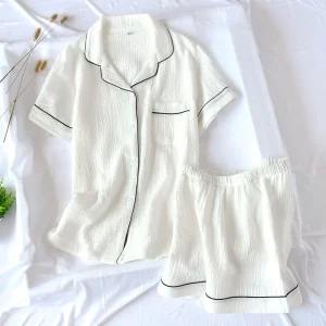 The Muslin Cotton Pyjama - White, L