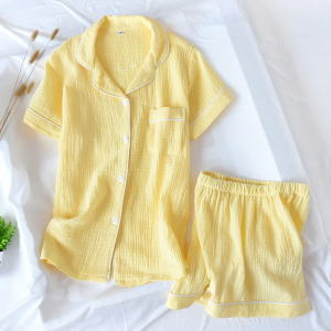 The Muslin Cotton Pyjama - Yellow, L