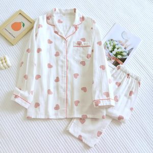 Heartly Pyjama - 100% Cotton - White, L