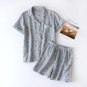 Nuvell Pyjama - 100% Muslin Cotton - Blue, L