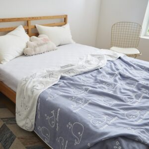 Whale Blue-Gray Blanket